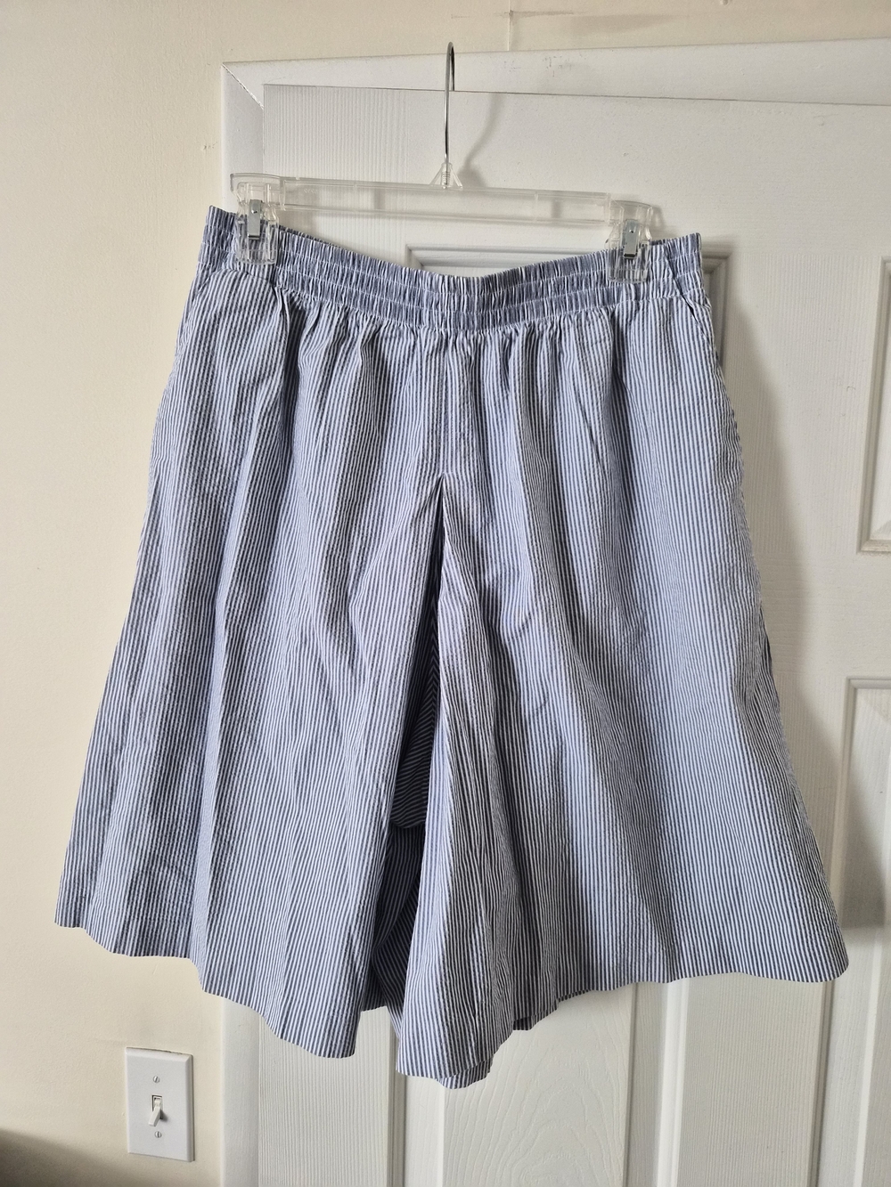 Alfred Dunner Blue and White Striped Men's Hybrid Shorts